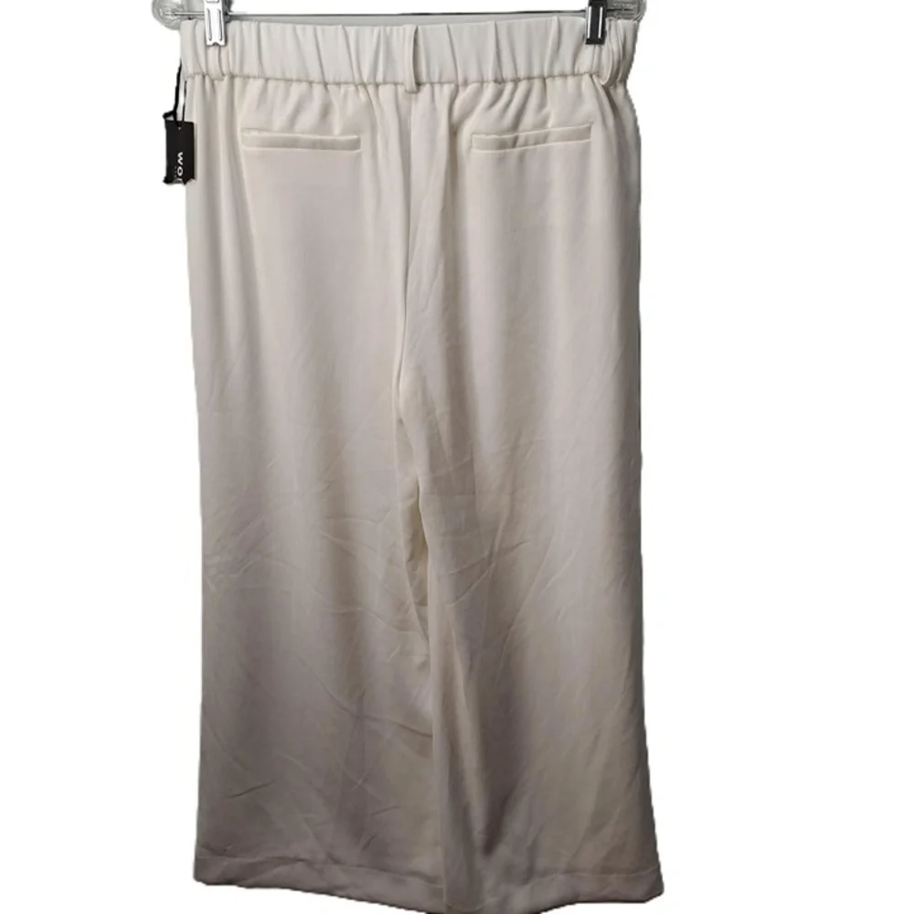 Worth Weston Womens White High Waist Wide Leg Gaucho Crop Pants Size Small NEW - Picture 2 of 9